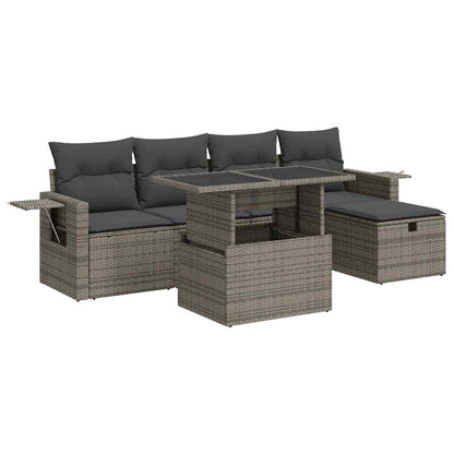 Set Divano da Giardino 6 pz con Cuscini Grigio in Polyrattan | homemem39