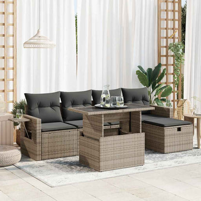 Set Divano da Giardino 6 pz con Cuscini Grigio in Polyrattan | homemem39