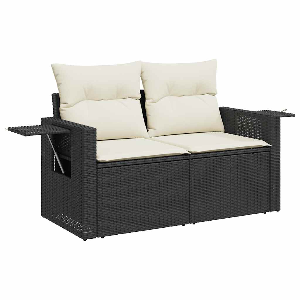 Set Divani da Giardino 9 pz con Cuscini Nero in Polyrattan | homemem39