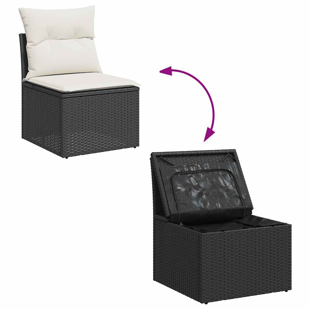 Set Divani da Giardino 9 pz con Cuscini Nero in Polyrattan | homemem39