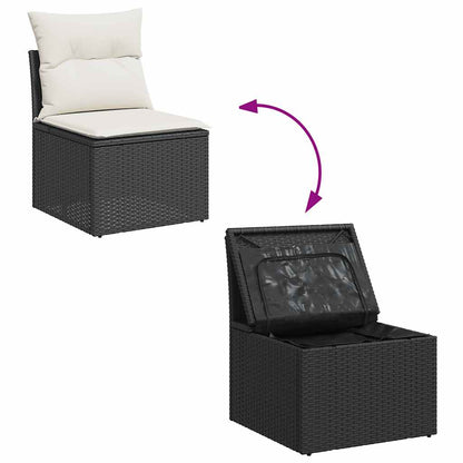Set Divani da Giardino 9 pz con Cuscini Nero in Polyrattan | homemem39