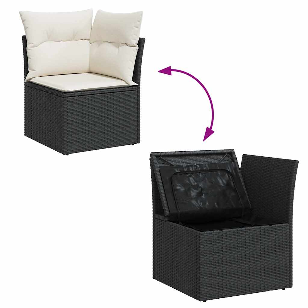 Set Divani da Giardino 9 pz con Cuscini Nero in Polyrattan | homemem39
