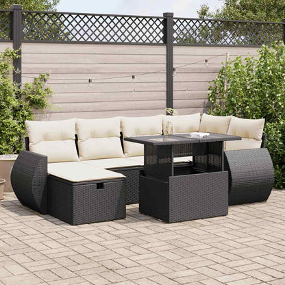 Set Divani da Giardino con Cuscini 7pz Nero Polyrattan - homemem39