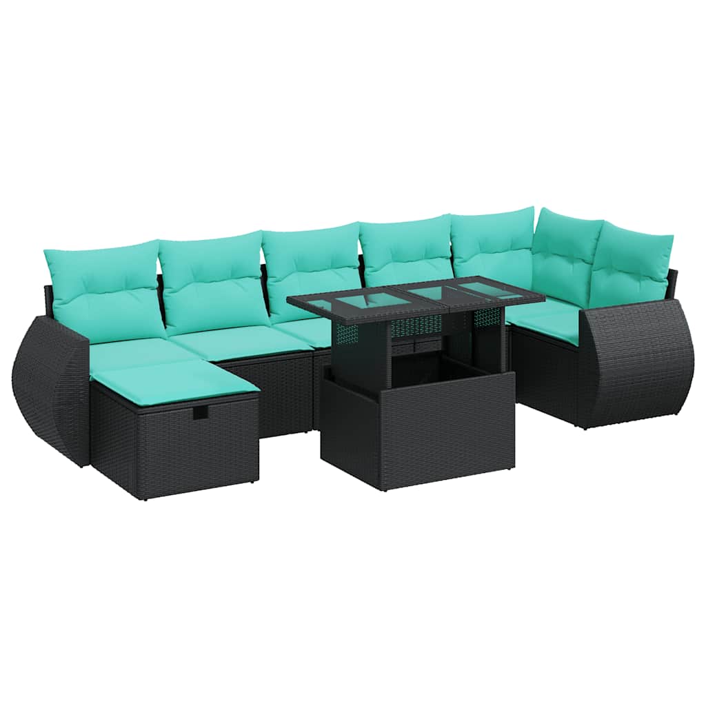Set Divano da Giardino 8pz con Cuscini Grigio Polyrattan Acacia | homemem39