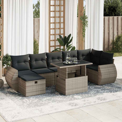 Set Divano da Giardino 8 pz con Cuscini Grigio in Polyrattan | homemem39