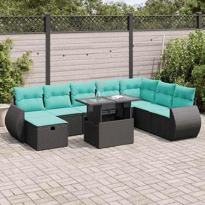 Set Divano da Giardino 9pz con Cuscini Grigio Polyrattan Acacia | homemem39