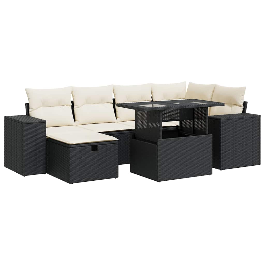 Set Divani da Giardino con Cuscini 8 pz Nero in Polyrattan | homemem39