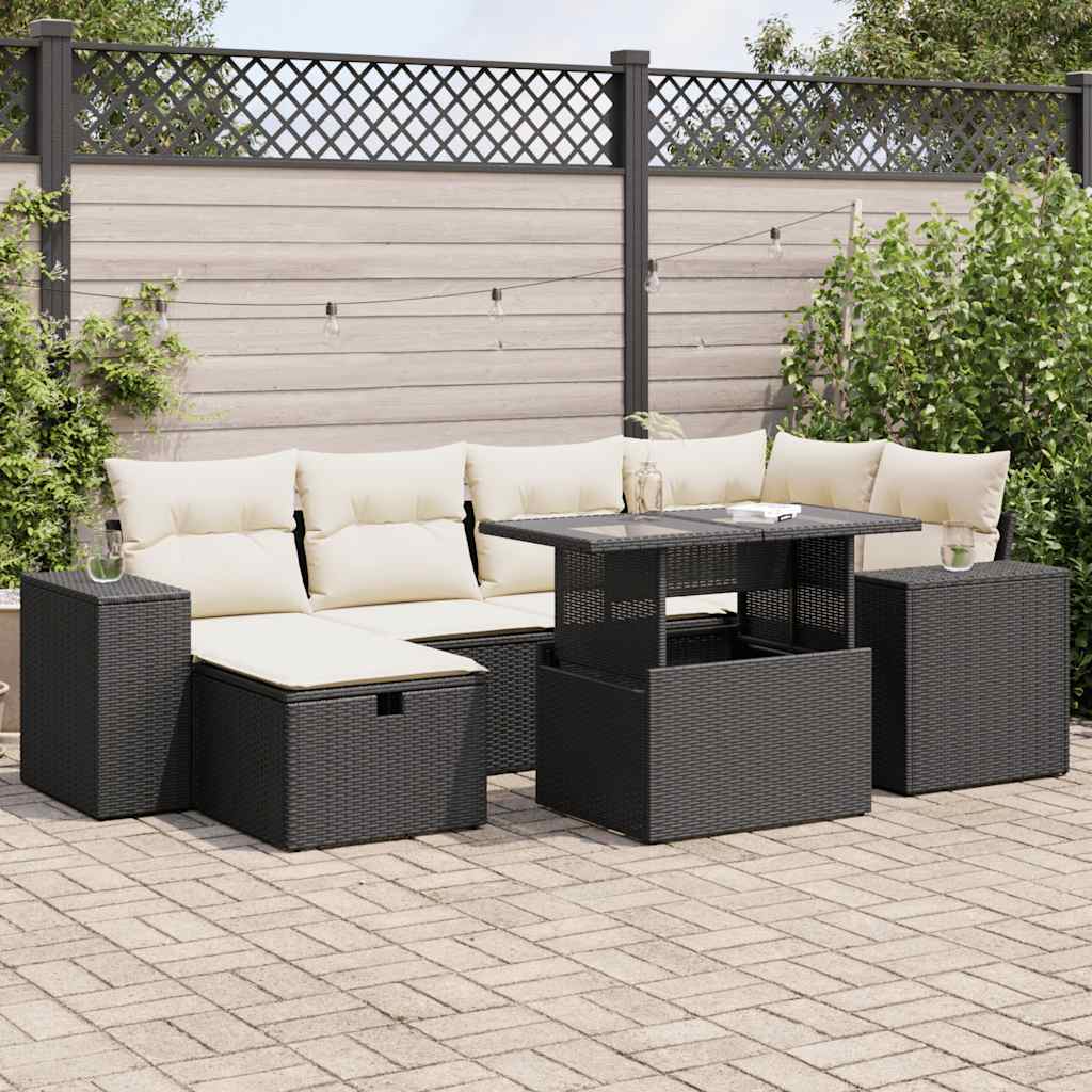 Set Divani da Giardino con Cuscini 8 pz Nero in Polyrattan | homemem39