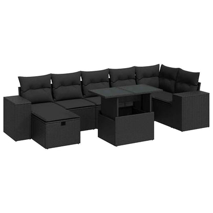 Set Divani da Giardino 5 pz con Cuscini in Polyrattan Nero | homemem39