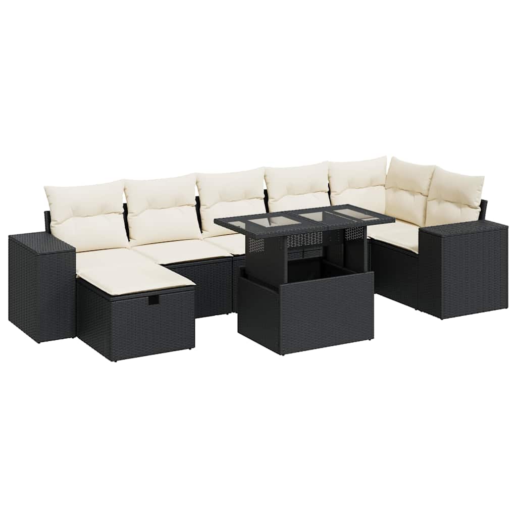 Set Divani da Giardino 5 pz con Cuscini in Polyrattan Nero | homemem39