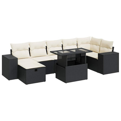 Set Divani da Giardino 5 pz con Cuscini in Polyrattan Nero | homemem39