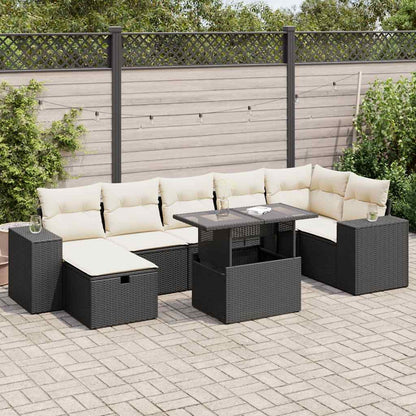 Set Divani da Giardino 5 pz con Cuscini in Polyrattan Nero | homemem39