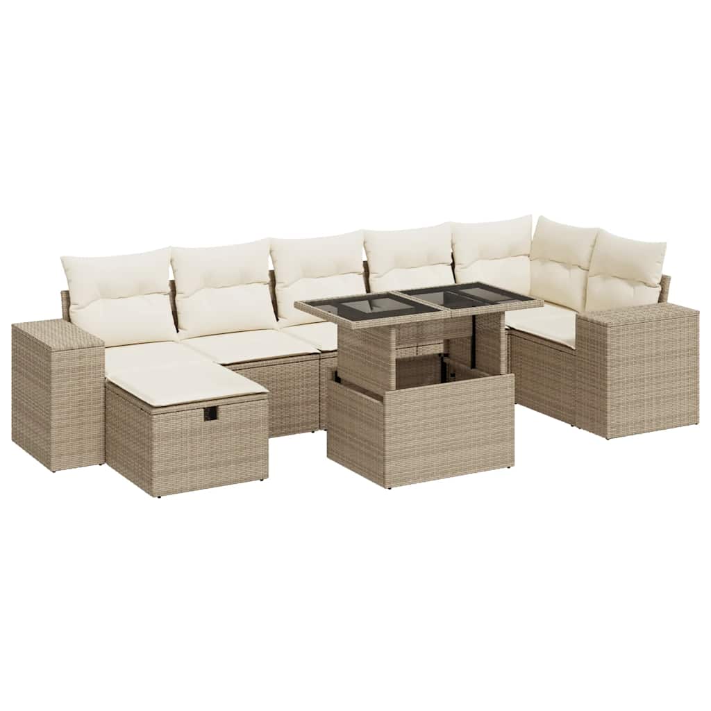 Set Divano da Giardino 5 pz con Cuscini Beige in Polyrattan | homemem39