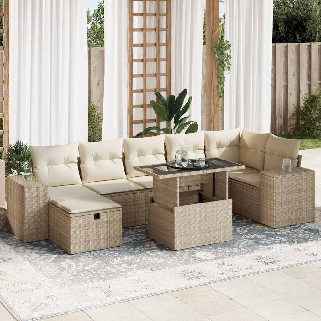 Set Divano da Giardino 5 pz con Cuscini Beige in Polyrattan | homemem39