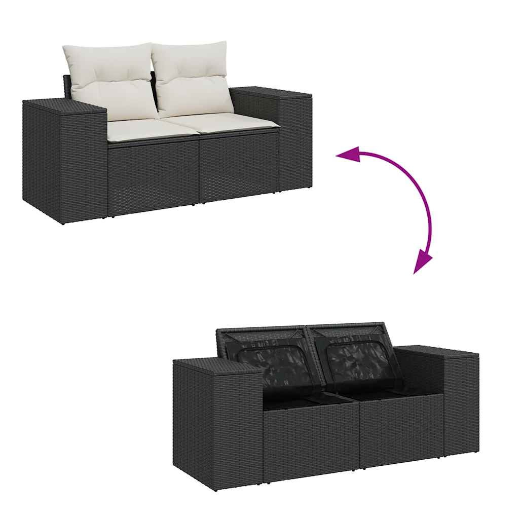 Set Divani da Giardino 9 pz con Cuscini Nero in Polyrattan | homemem39