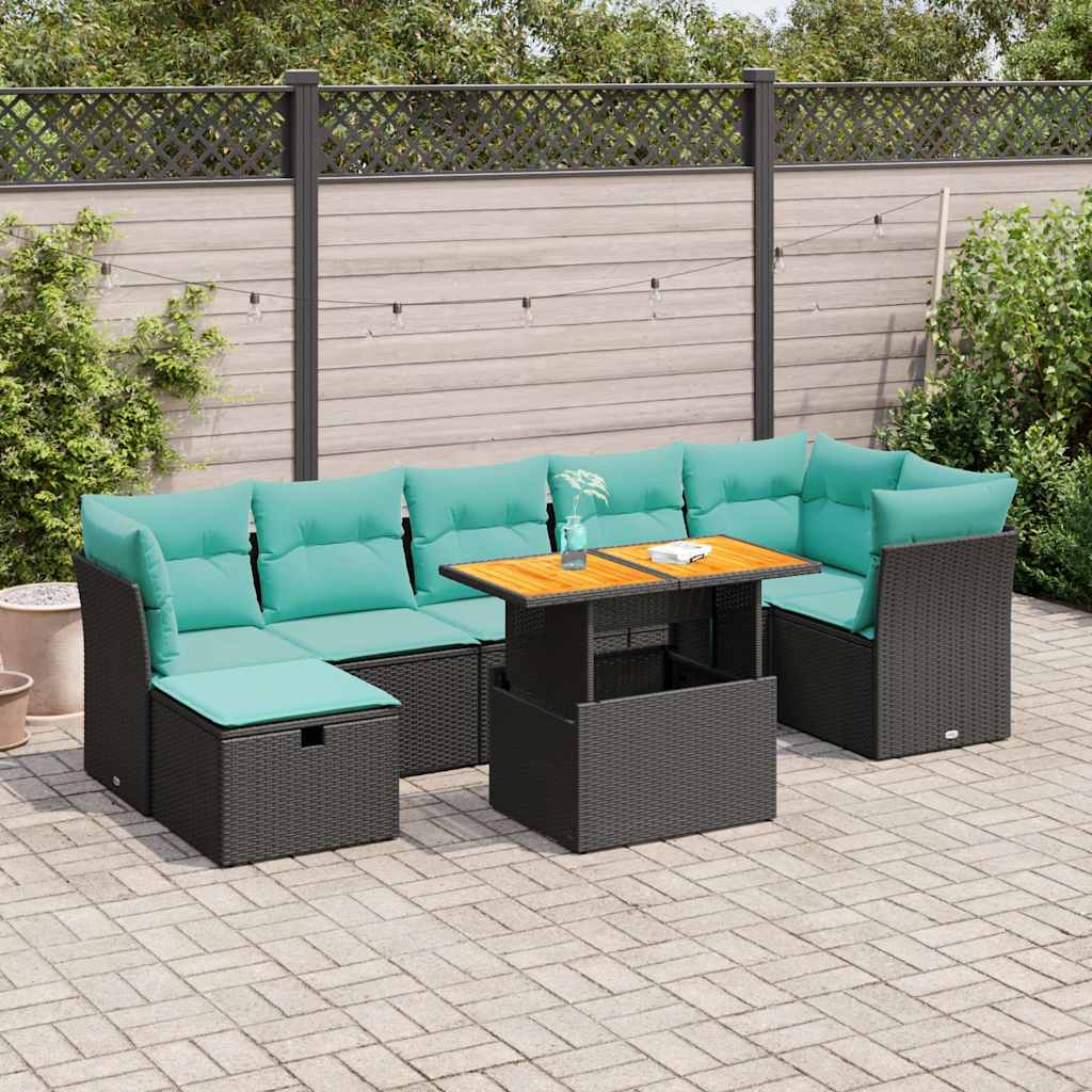 Set Divano da Giardino 8pz con Cuscini Grigio Polyrattan Acacia | homemem39