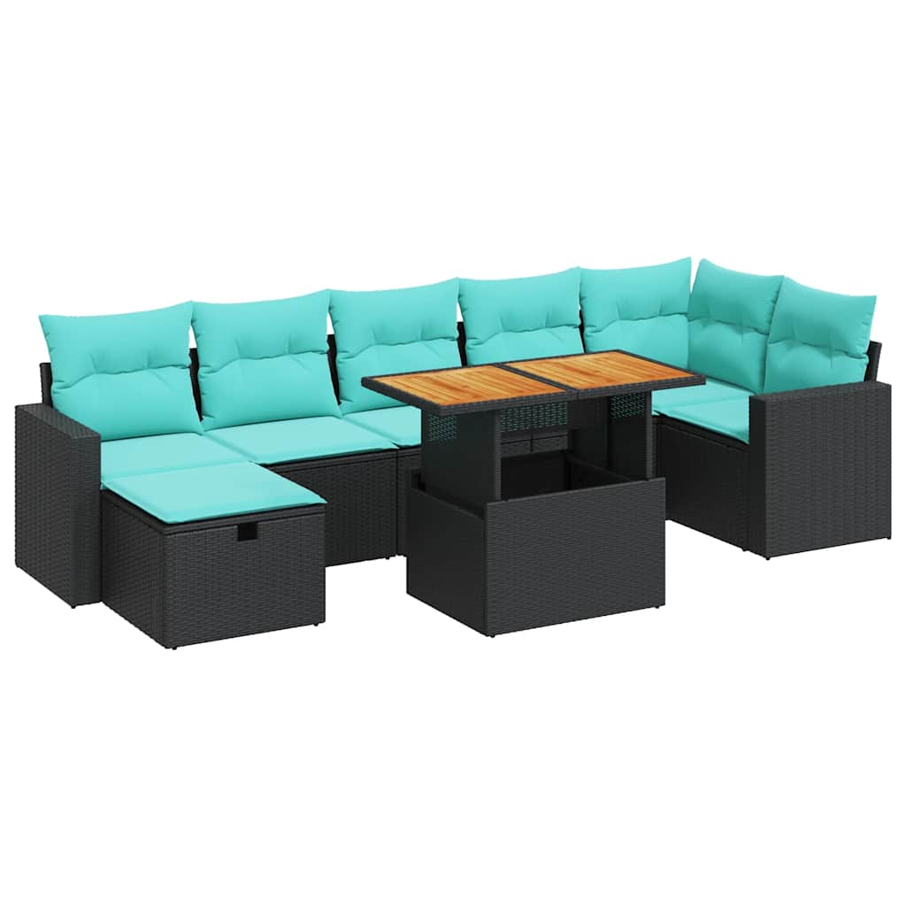 Set Divano da Giardino 8pz con Cuscini Grigio Polyrattan Acacia | homemem39