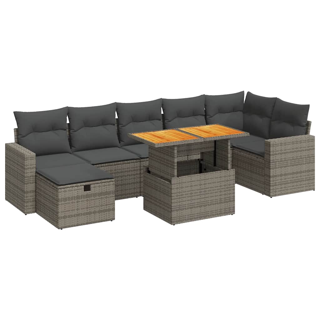 Set Divano Giardino 5 pz con Cuscini Grigio Polyrattan Acacia | homemem39