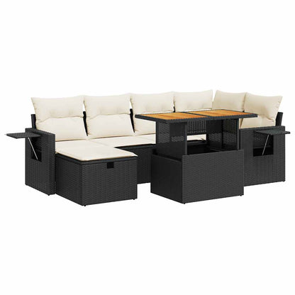Set Divani da Giardino con Cuscini 8 pz Nero Polyrattan Acacia | homemem39