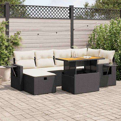 Set Divani da Giardino con Cuscini 8 pz Nero Polyrattan Acacia | homemem39
