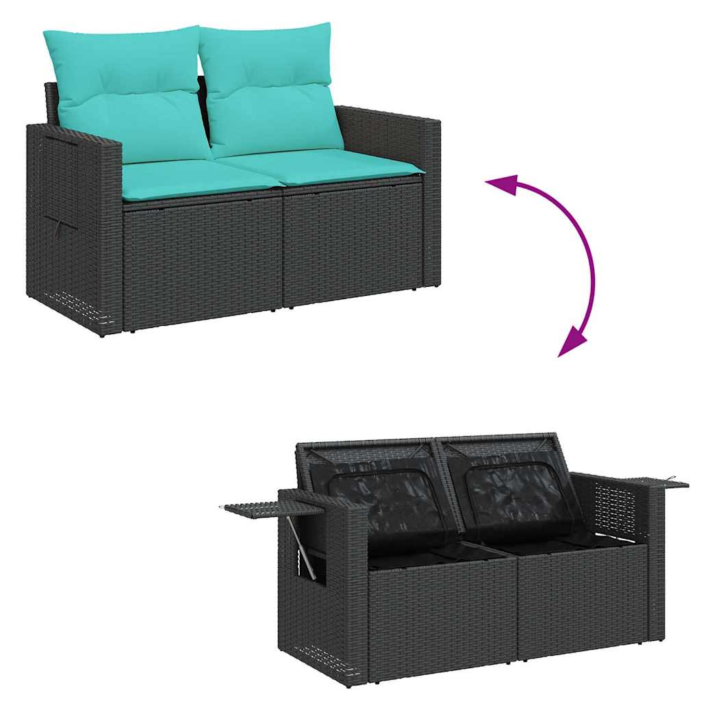 Set Divani Giardino 7 pz con Cuscini Marrone Polyrattan Acacia | homemem39