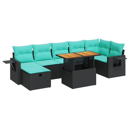 Set Divano da Giardino 8pz con Cuscini Grigio Polyrattan Acacia | homemem39