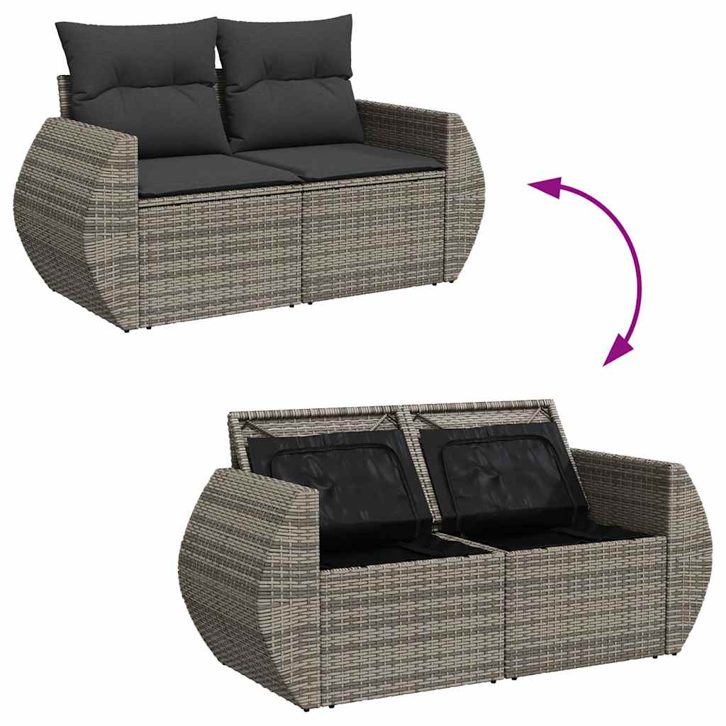 Set Divano da Giardino 6pz con Cuscini Grigio Polyrattan Acacia | homemem39