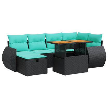 Set Divani da Giardino 7pz con Cuscini Grigio Polyrattan Acacia | homemem39