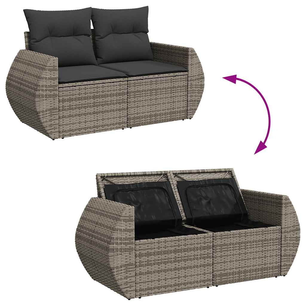 Set Divano da Giardino 8pz con Cuscini Grigio Polyrattan Acacia | homemem39