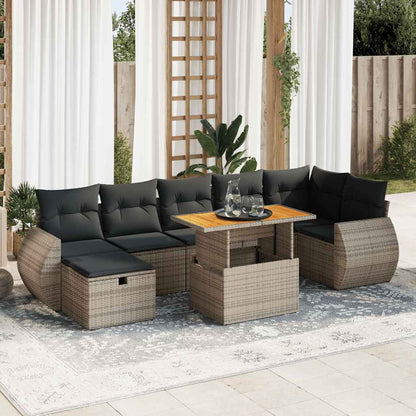 Set Divano Giardino 5 pz con Cuscini Grigio Polyrattan Acacia | homemem39