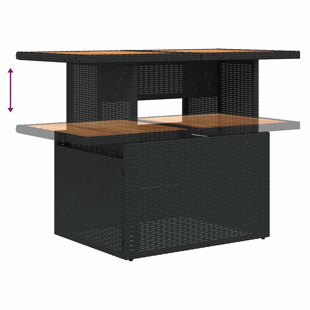 Set Divano da Giardino 6 pz con Cuscini Nero Polyrattan Acacia | homemem39