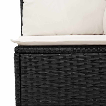 Set Divano da Giardino 6 pz con Cuscini Nero Polyrattan Acacia | homemem39