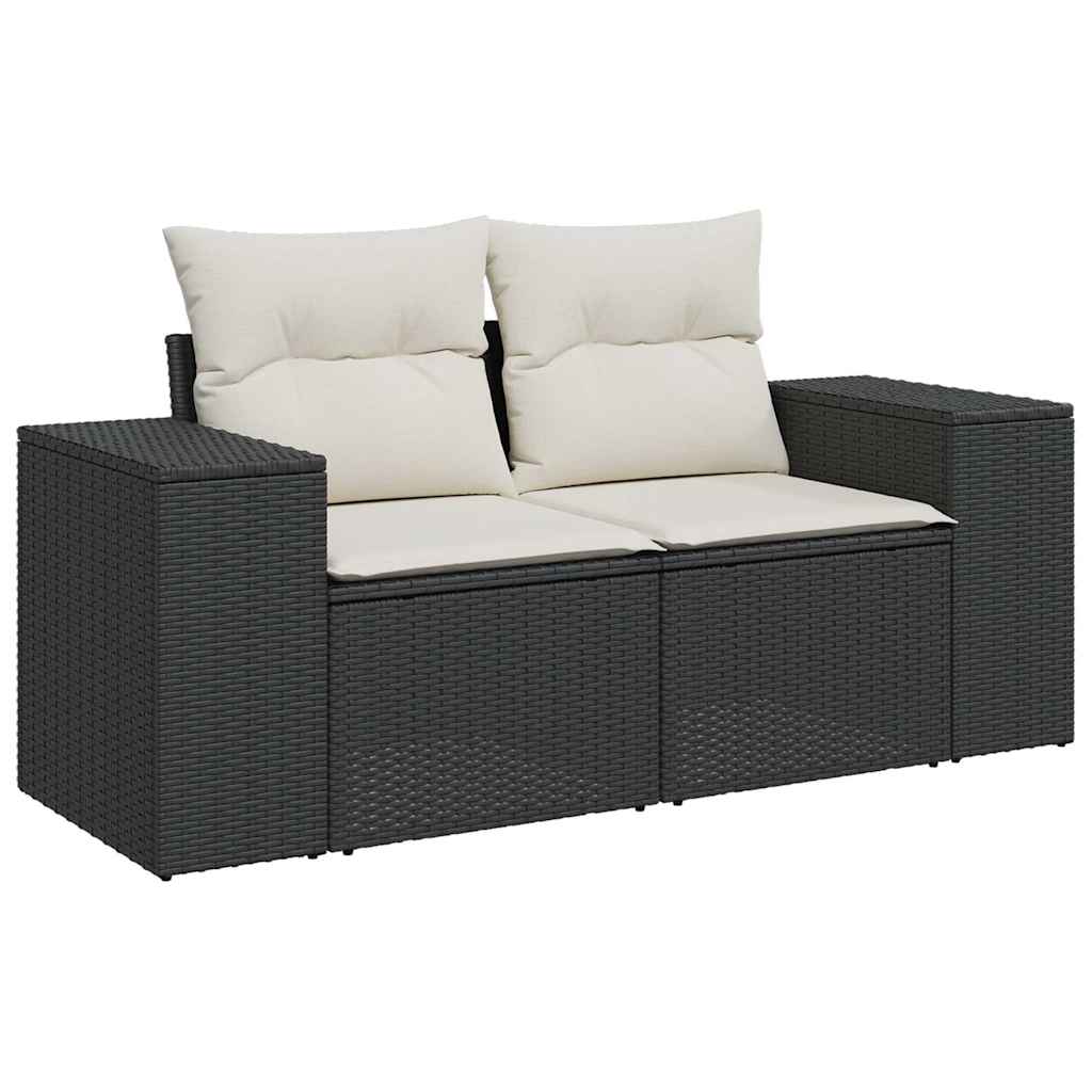 Set Divani da Giardino con Cuscini 8 pz Nero Polyrattan Acacia | homemem39