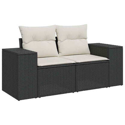 Set Divani da Giardino con Cuscini 8 pz Nero Polyrattan Acacia | homemem39