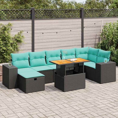 Set Divano da Giardino 8pz con Cuscini Grigio Polyrattan Acacia | homemem39