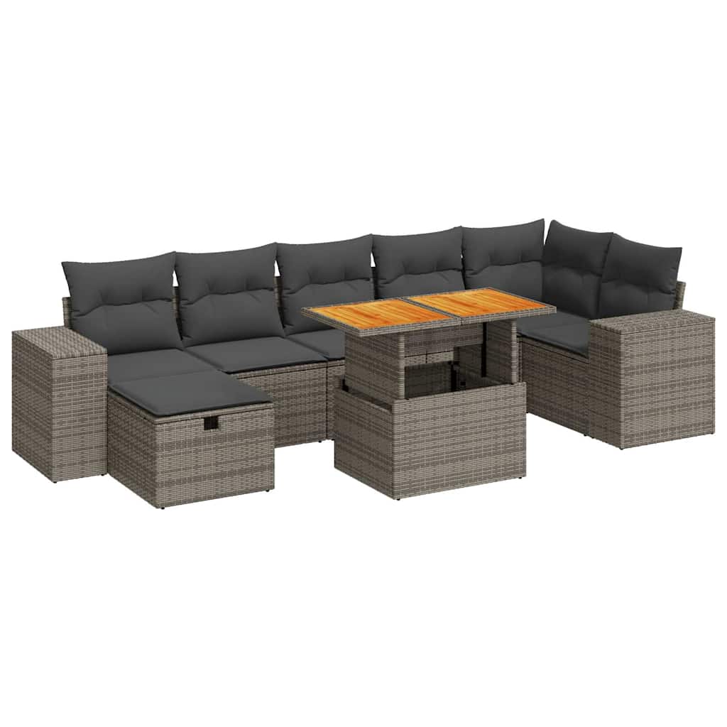 Set Divano Giardino 5 pz con Cuscini Grigio Polyrattan Acacia | homemem39