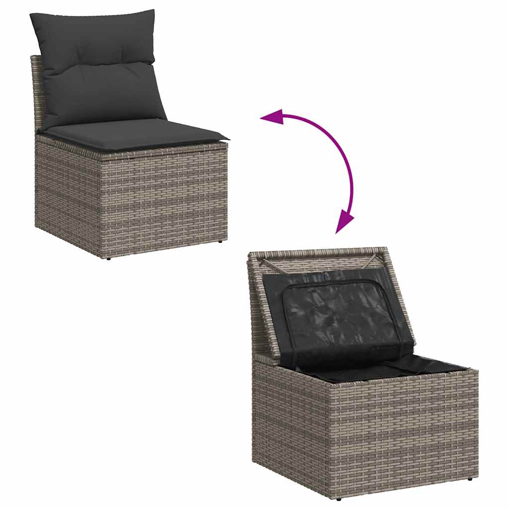 Set Divano Giardino 5 pz con Cuscini Grigio Polyrattan Acacia | homemem39