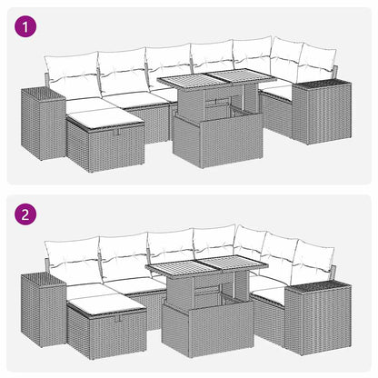 Set Divani Giardino 8 pz con Cuscini Marrone Polyrattan Acacia | homemem39