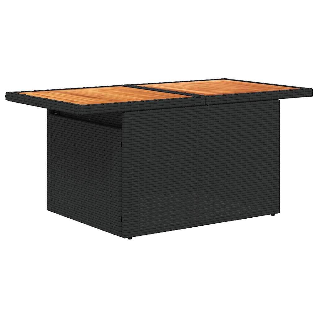 Set Divani da Giardino 9 pz con Cuscini Nero Polyrattan Acacia | homemem39