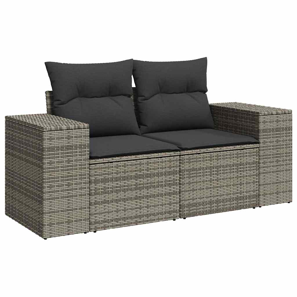 Set Divano da Giardino 9pz con Cuscini Grigio Polyrattan Acacia | homemem39