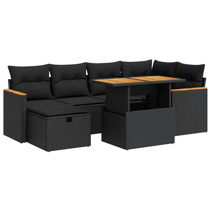 Set Divani da Giardino con Cuscini 8 pz Nero in Polyrattan