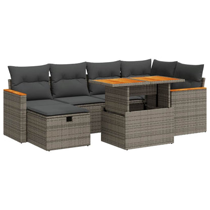 Set Divano da Giardino 8 pz con Cuscini Grigio in Polyrattan | homemem39