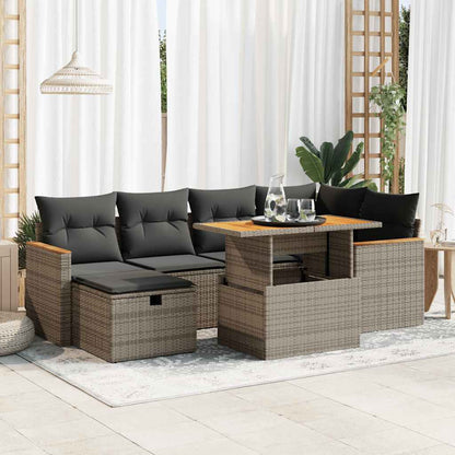 Set Divano da Giardino 8 pz con Cuscini Grigio in Polyrattan | homemem39