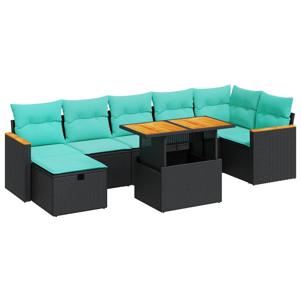 Set Divano da Giardino 8pz con Cuscini Grigio Polyrattan Acacia | homemem39