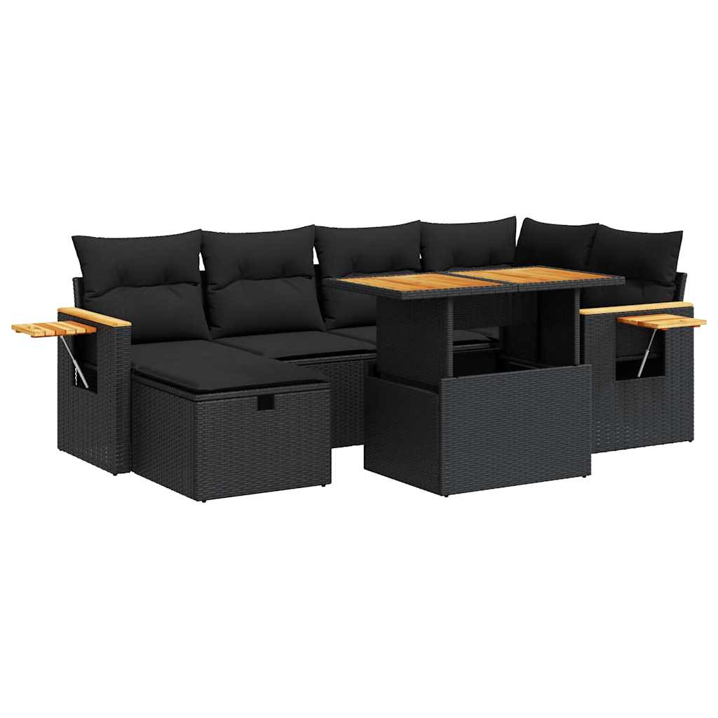Set Divani da Giardino con Cuscini 8 pz Nero in Polyrattan | homemem39