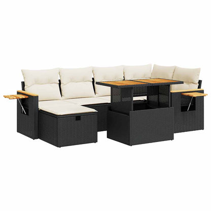 Set Divani da Giardino con Cuscini 8 pz Nero in Polyrattan