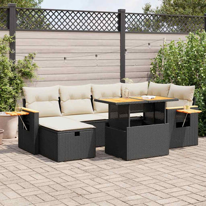Set Divani da Giardino con Cuscini 8 pz Nero in Polyrattan