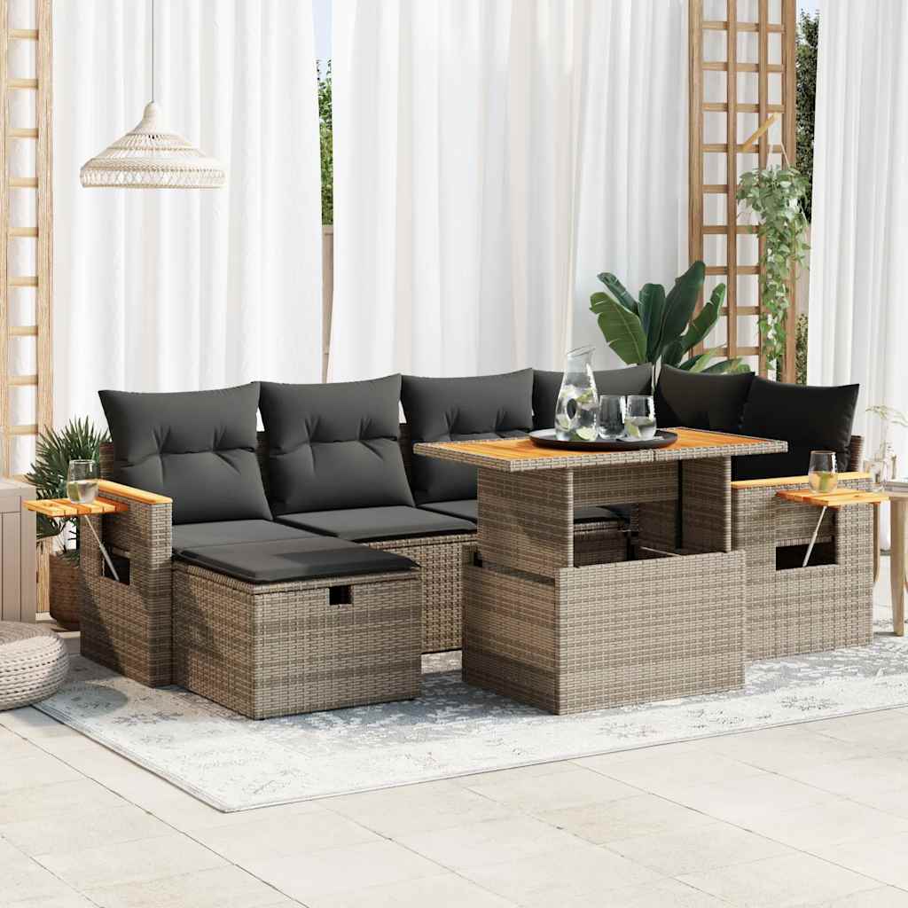 Set Divano da Giardino 8 pz con Cuscini Grigio in Polyrattan | homemem39