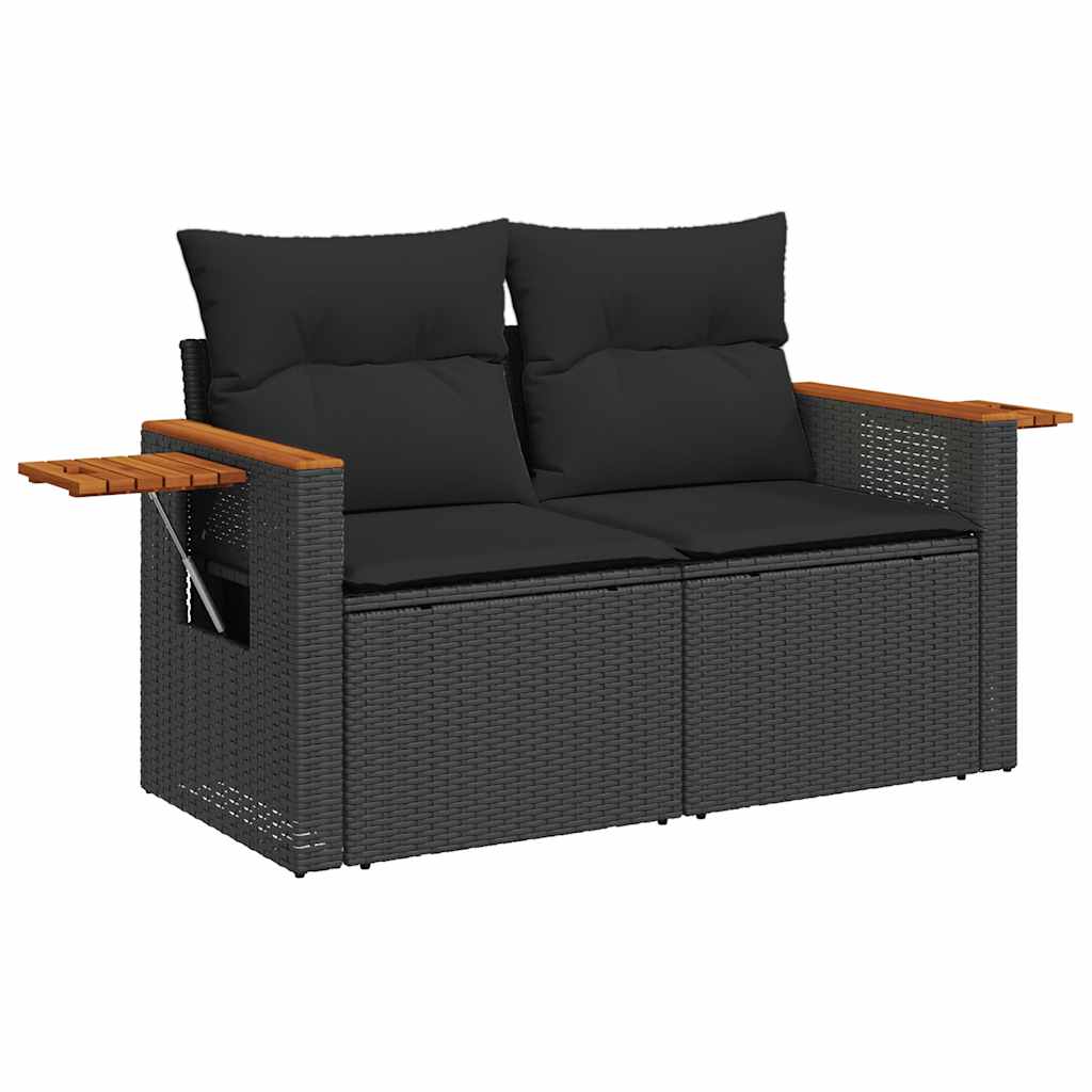 Set Divani da Giardino 5 pz con Cuscini in Polyrattan Nero | homemem39