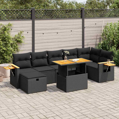 Set Divani da Giardino 5 pz con Cuscini in Polyrattan Nero | homemem39